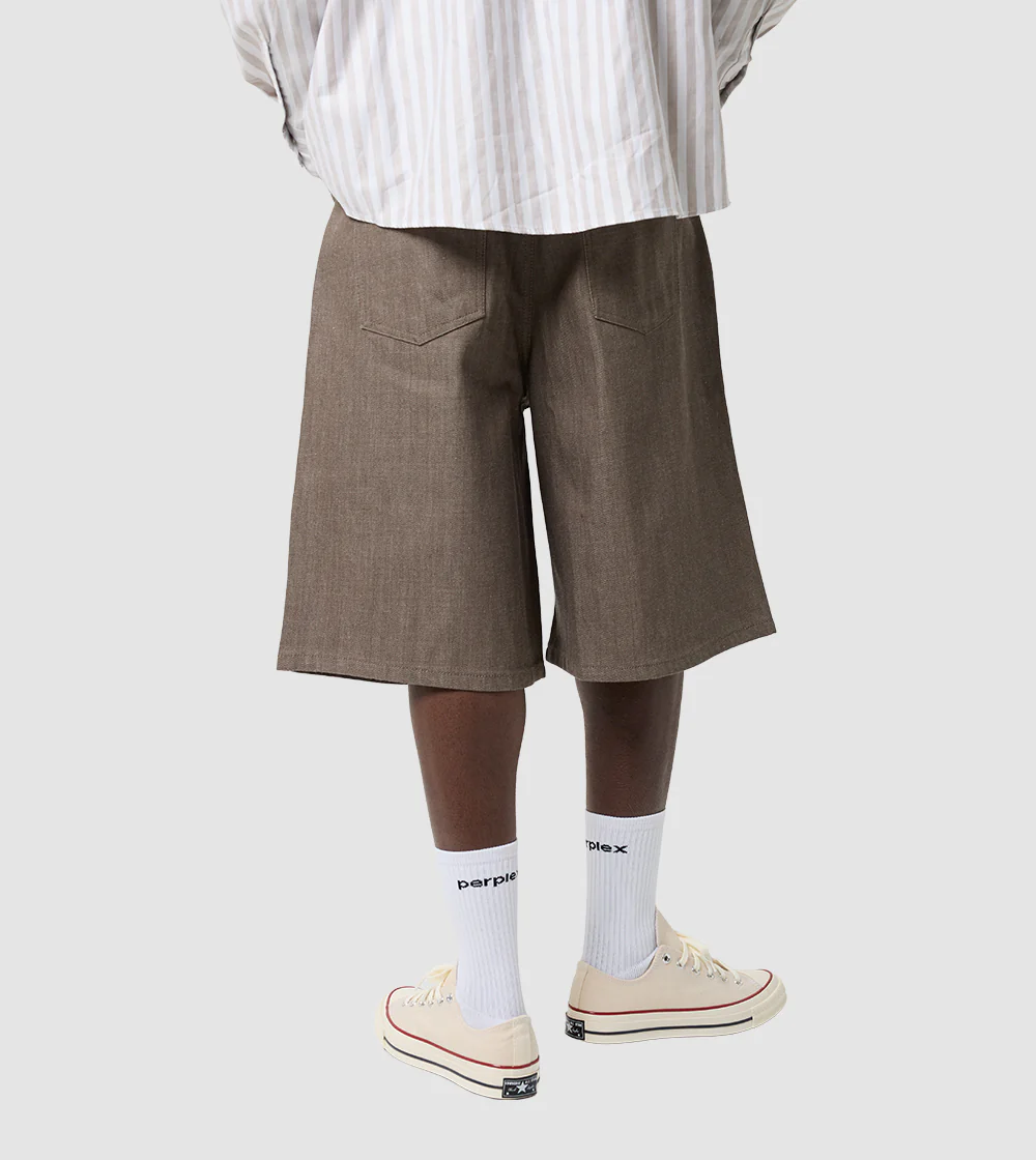 Japanese Raw Denim Shorts Brown - Image 9