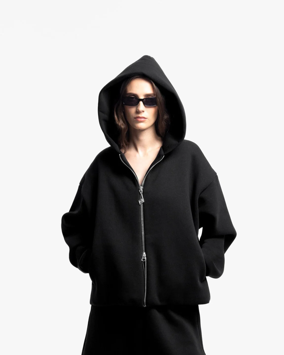 Two-Way Zip Hoodie Black - Image 6