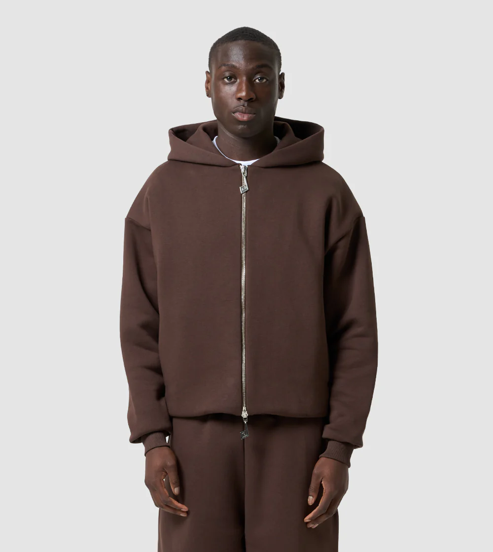 Two-Way Zip Hoodie Mocca