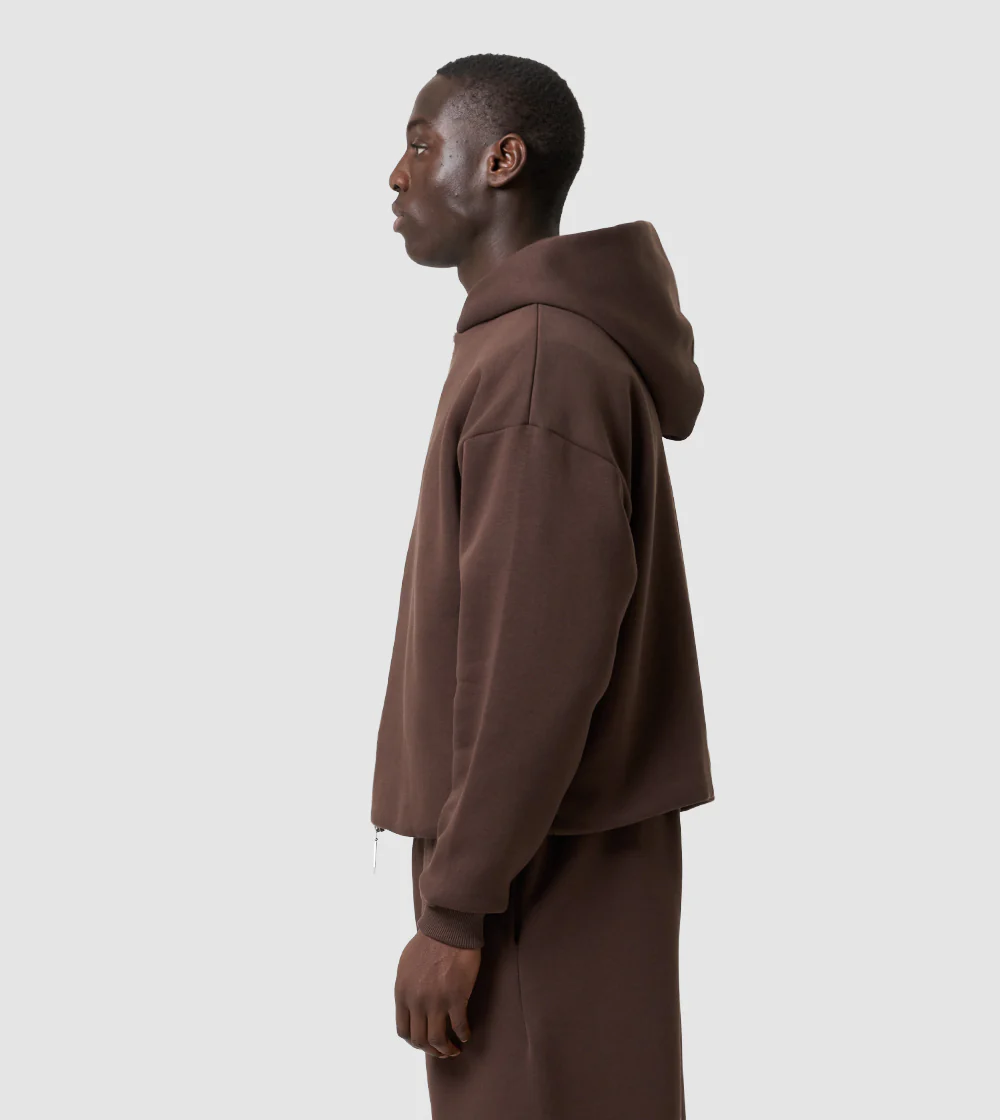 Two-Way Zip Hoodie Mocca - Image 3