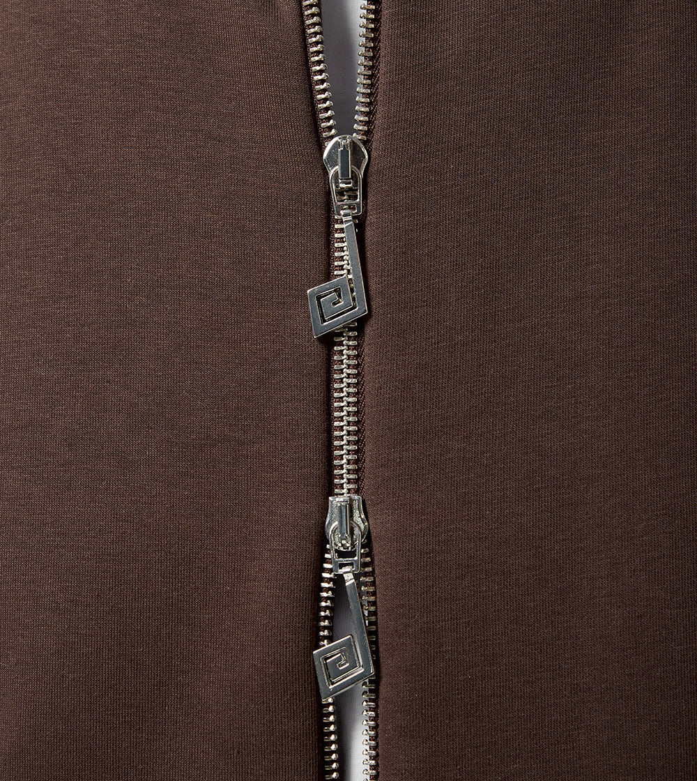 Two-Way Zip Hoodie Mocca - Image 4