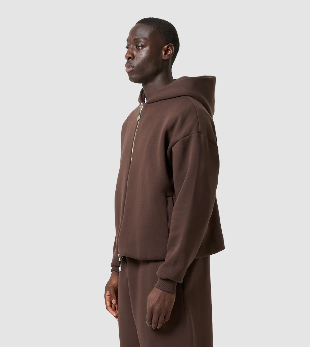 Two-Way Zip Hoodie Mocca - Image 7