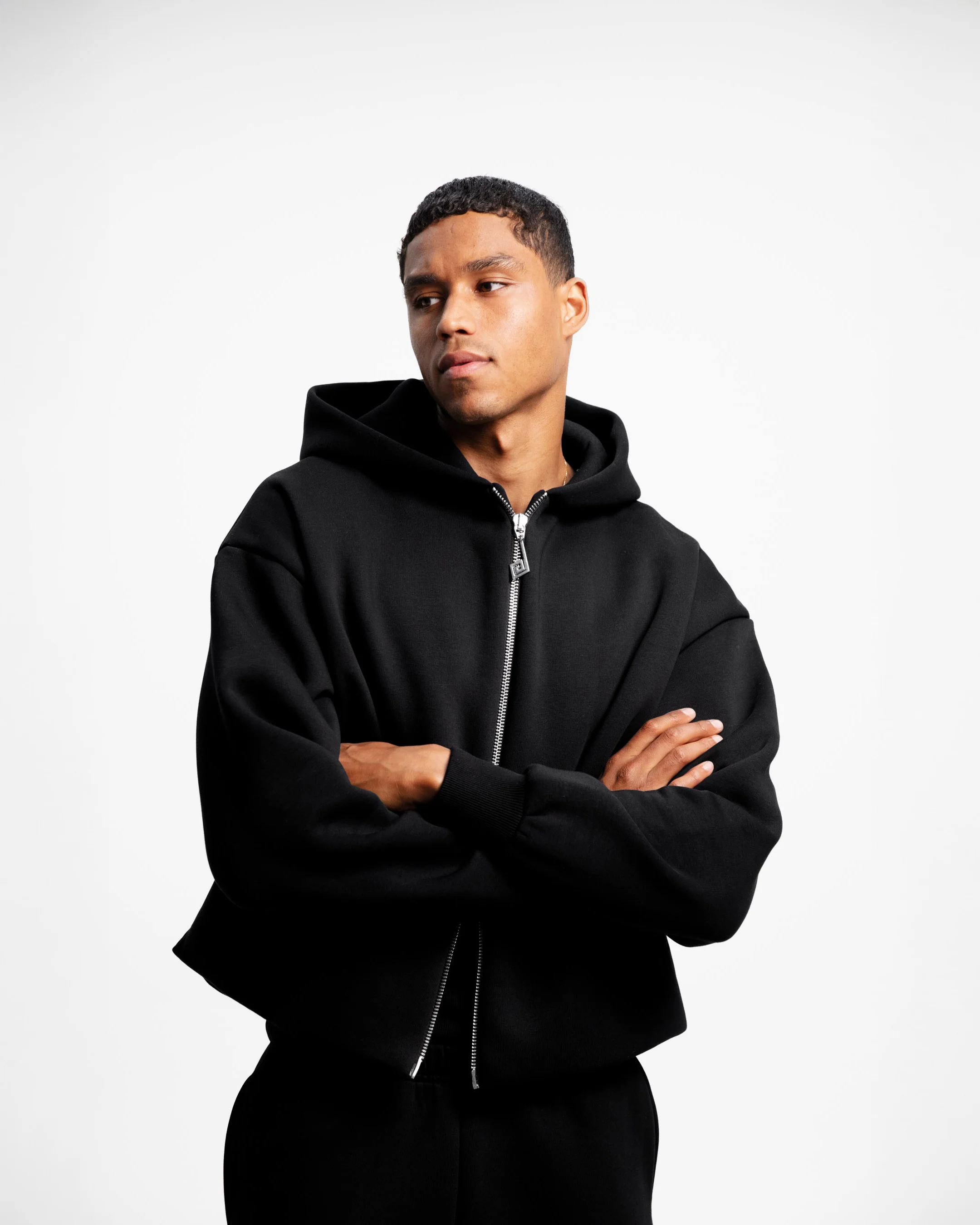 Zip Hoodie Shorts Tracksuit Black - Image 10