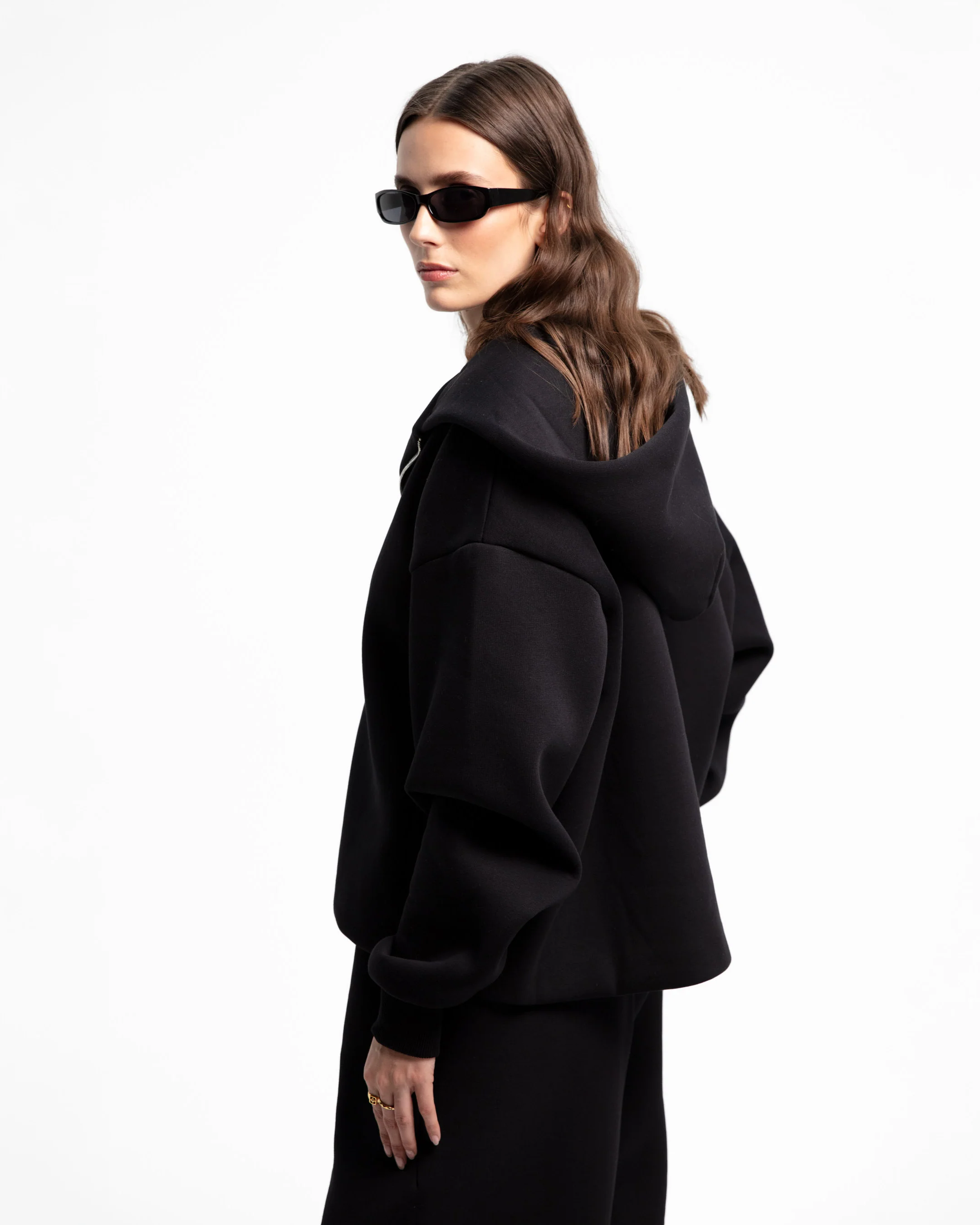 Zip Hoodie Shorts Tracksuit Black - Image 3