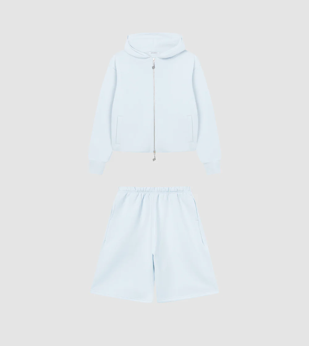 Zip Hoodie Shorts Tracksuit Ice